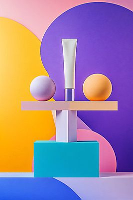 JPG 편집이미지 사람없음 사각형 화장품 기둥 원형 균형 디지털합성 튜브용기 편집실사 AI컴퓨터그래픽 AI콘텐츠 도형 건축 뷰티 용기_그릇 CG 파일형식