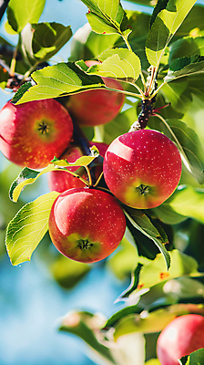 JPG 편집이미지 과일 나뭇잎 사람없음 빨간색 신선 달콤 사과 사과나무 편집실사 AI포토 AI콘텐츠 나무 컬러 잎 맛 CG 파일형식