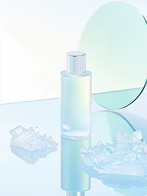 JPG 편집이미지 하늘색 사람없음 뷰티 얼음 화장품 거울 용기 오브젝트 에센스 편집실사 AI포토 AI콘텐츠 자연요소 그릇 파란색 CG 파일형식