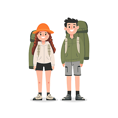 전신 커플 여자 남자 데이트 일러스트 배낭 건강 웃음 성인 두명 초록색 귀여움 등산 캠핑 하이킹 등산용품 성인만 국내일러스트 AI파일 컬러 컨셉 가방 관계 레저 표정 사람 트래킹 레포츠용품 파일형식 벡터