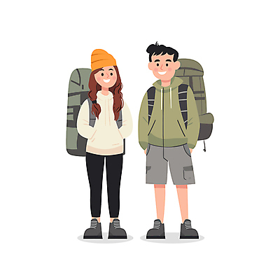 전신 커플 여자 남자 데이트 일러스트 배낭 건강 웃음 성인 두명 초록색 귀여움 등산 캠핑 하이킹 등산용품 성인만 국내일러스트 AI파일 컬러 컨셉 가방 관계 레저 표정 사람 트래킹 레포츠용품 파일형식 벡터