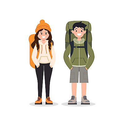전신 커플 여자 남자 데이트 일러스트 배낭 건강 웃음 성인 두명 초록색 귀여움 등산 캠핑 하이킹 등산용품 성인만 국내일러스트 AI파일 컬러 컨셉 가방 관계 레저 표정 사람 트래킹 레포츠용품 파일형식 벡터