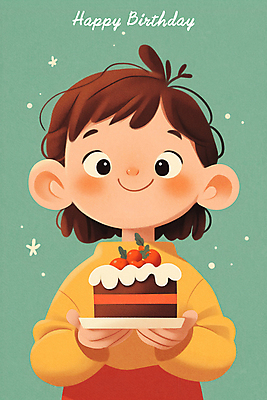 PSD 여자 행복 어린이 일러스트 한명 웃음 들기 소녀 상반신 파티 기쁨 축하 생일파티 생일 생일케이크 민트색 소녀한명만 국내일러스트 1 기념일 감정 컬러 컨셉 모션 표정 사람 이벤트 케이크 여자한명만 소녀만 파일형식