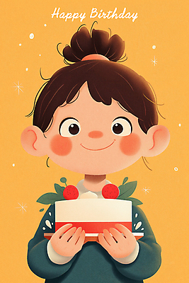 PSD 여자 행복 어린이 일러스트 한명 웃음 들기 소녀 상반신 노란색 파티 기쁨 축하 생일파티 생일 생일케이크 소녀한명만 국내일러스트 1 기념일 감정 컬러 컨셉 모션 표정 사람 이벤트 케이크 여자한명만 소녀만 파일형식