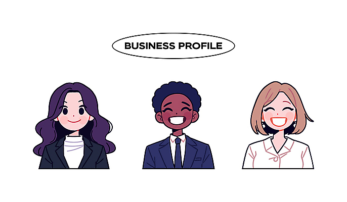 여자 일러스트 비즈니스 협력 웃음 정장 성인 세명 다양 전문 프로필 성인여자만 일러캐릭터 AI파일 캐릭터 옷 다수 표정 사람 여자만 성인만 파일형식 벡터