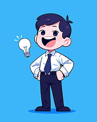 전신 남자 허리손 하늘색 생각 일러스트 비즈니스 전구 아이디어 한명 미소 성인 직장인 비즈니스맨 발견 영감 창의력 성인남자한명만 일러캐릭터 AI파일 직업 캐릭터 1 포즈 컨셉 표정 사람 파란색 남자한명만 성인남자만 파일형식 벡터