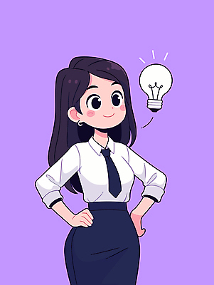여자 허리손 생각 일러스트 비즈니스 전구 아이디어 한명 미소 성인 보라색 직장인 비즈니스우먼 발견 영감 창의력 성인여자한명만 일러캐릭터 AI파일 직업 캐릭터 1 컬러 포즈 컨셉 표정 사람 여자한명만 성인여자만 파일형식 벡터
