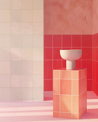 JPG 편집이미지 그릇 실내 사람없음 빨간색 인테리어 전시 도자기 모던 스페이스 편집실사 AI포토 AI콘텐츠 도형 식기 디자인 컬러 내부 CG 파일형식