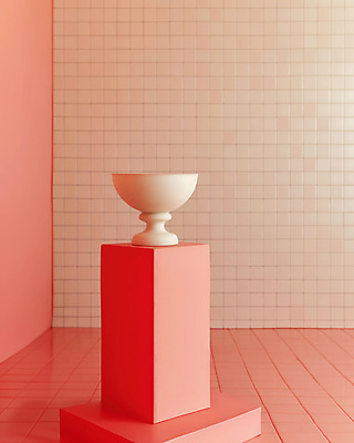 JPG 편집이미지 그릇 실내 사람없음 빨간색 인테리어 전시 도자기 모던 스페이스 편집실사 AI포토 AI콘텐츠 도형 식기 디자인 컬러 내부 CG 파일형식