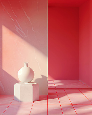 JPG 편집이미지 그릇 실내 사람없음 빨간색 인테리어 전시 도자기 모던 스페이스 편집실사 AI포토 AI콘텐츠 도형 식기 디자인 컬러 내부 CG 파일형식