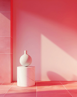 JPG 편집이미지 그릇 실내 사람없음 빨간색 인테리어 전시 도자기 모던 스페이스 편집실사 AI포토 AI콘텐츠 도형 식기 디자인 컬러 내부 CG 파일형식