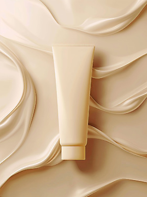 JPG 편집이미지 사람없음 뷰티 질감 로션 튜브 스킨케어 베이지색 튜브용기 파운데이션 목업 편집실사 AI포토 AI콘텐츠 컬러 화장품 용기_그릇 CG 파일형식