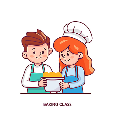 커플 여자 남자 일러스트 요리사모자 미소 상반신 성인 취미 두명 앞치마 반죽 제빵 제빵사 클래스 성인만 국내일러스트 AI파일 직업 모자_잡화 관계 표정 사람 제과제빵 요리사 파일형식 벡터