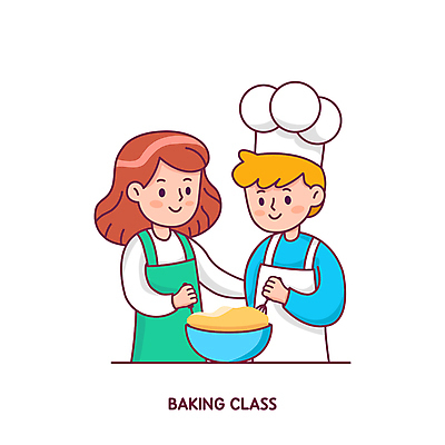 커플 여자 남자 일러스트 요리사모자 미소 상반신 성인 취미 두명 앞치마 반죽 제빵 거품기 제빵사 클래스 성인만 국내일러스트 AI파일 직업 모자_잡화 관계 주방용품 표정 사람 제과제빵 요리사 파일형식 벡터