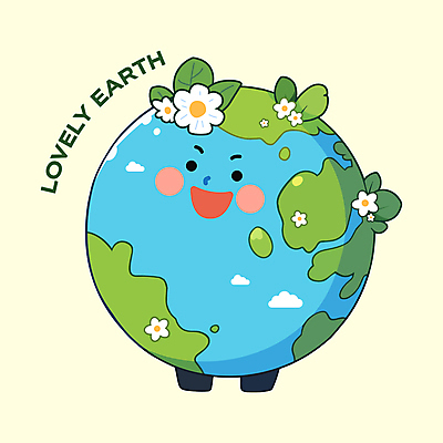 꽃 일러스트 자연 미소 사람없음 귀여움 자연보호 일러캐릭터 지구캐릭터 AI파일 식물 캐릭터 지구 컨셉 표정 보호 생태계 파일형식 벡터