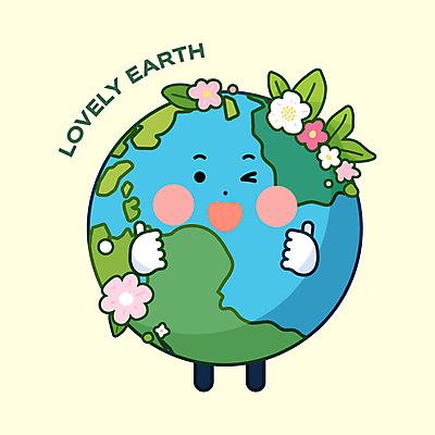 꽃 일러스트 자연 윙크 미소 사람없음 귀여움 자연보호 최고 일러캐릭터 지구캐릭터 AI파일 식물 캐릭터 지구 컨셉 표정 보호 생태계 파일형식 벡터