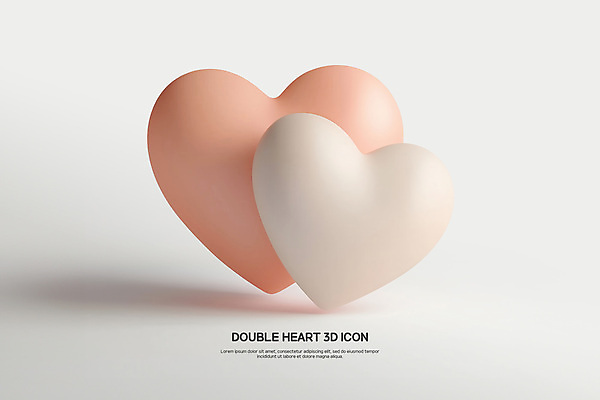 PSD 편집이미지 사랑 사람없음 로맨틱 흰색 하트 심볼 질감 심플 광택 더블 편집3D 모양 감정 컬러 컨셉 3D 파일형식