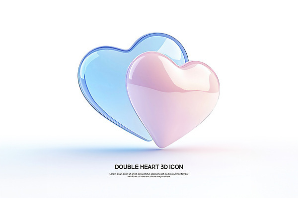 PSD 편집이미지 사랑 사람없음 로맨틱 흰색 하트 심볼 질감 심플 광택 더블 편집3D 모양 감정 컬러 컨셉 3D 파일형식