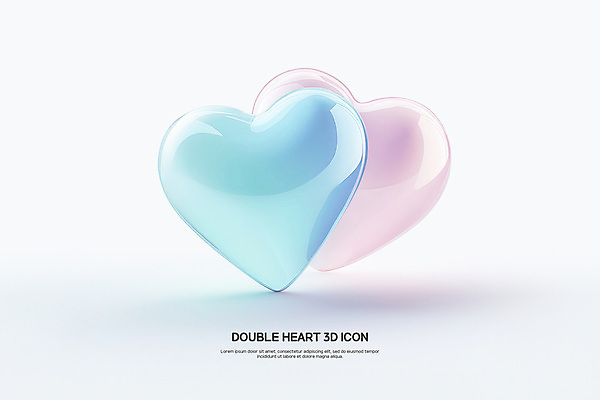 PSD 편집이미지 사랑 사람없음 로맨틱 흰색 하트 심볼 질감 심플 광택 더블 편집3D 모양 감정 컬러 컨셉 3D 파일형식