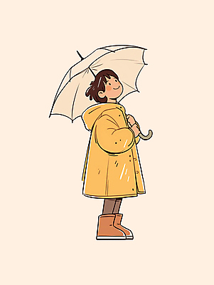 전신 PSD 남자 여유 일러스트 우산 청소년 장화 한명 일상 가을 우비 감성 베이지색 십대남자한명만 국내일러스트 1 옷 계절 감정 컬러 신발 컨셉 사람 라이프 남자한명만 십대남자만 파일형식