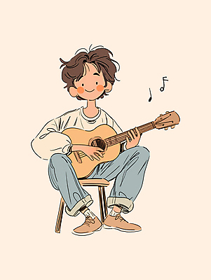 전신 PSD 남자 여유 연주 일러스트 청소년 한명 일상 가을 기타 감성 베이지색 십대남자한명만 국내일러스트 1 계절 감정 음악 컬러 컨셉 현악기 사람 라이프 남자한명만 십대남자만 파일형식