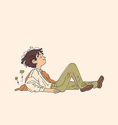 전신 PSD 남자 꽃 여유 일러스트 청소년 한명 일상 가을 감성 베이지색 십대남자한명만 국내일러스트 식물 1 계절 감정 컬러 컨셉 사람 라이프 남자한명만 십대남자만 파일형식