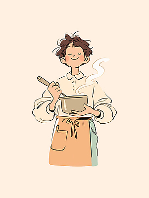 전신 PSD 남자 여유 일러스트 청소년 주방용품 요리 한명 일상 앞치마 가을 냄비 감성 베이지색 십대남자한명만 국내일러스트 1 계절 감정 컬러 생활용품 컨셉 사람 라이프 솥 남자한명만 십대남자만 파일형식