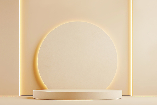 JPG 편집이미지 조명 프레임 사람없음 원형 단상 베이지색 포디움 미니멀 편집실사 AI포토 AI콘텐츠 도형 컬러 무대 CG 파일형식