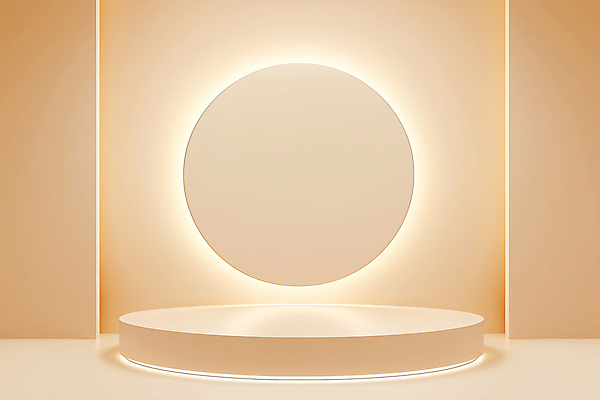 JPG 편집이미지 조명 프레임 사람없음 원형 단상 베이지색 포디움 미니멀 편집실사 AI포토 AI콘텐츠 도형 컬러 무대 CG 파일형식