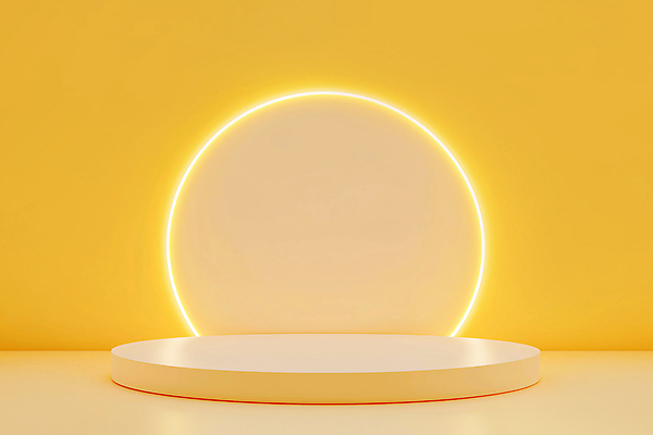 JPG 편집이미지 조명 프레임 사람없음 노란색 원형 단상 포디움 미니멀 편집실사 AI포토 AI콘텐츠 도형 컬러 무대 CG 파일형식