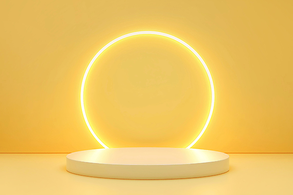 JPG 편집이미지 조명 프레임 사람없음 노란색 원형 단상 포디움 미니멀 편집실사 AI포토 AI콘텐츠 도형 컬러 무대 CG 파일형식