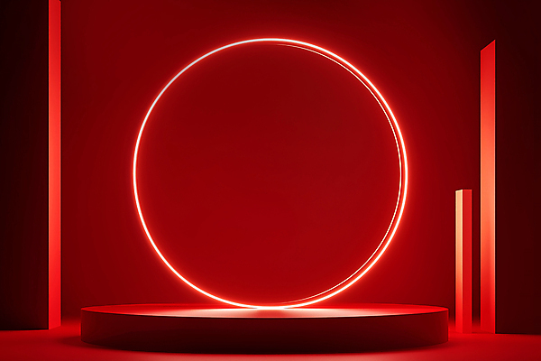 JPG 편집이미지 조명 프레임 사람없음 빨간색 원형 단상 포디움 미니멀 편집실사 AI포토 AI콘텐츠 도형 컬러 무대 CG 파일형식