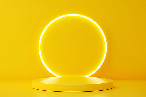 JPG 편집이미지 조명 프레임 사람없음 노란색 원형 단상 포디움 미니멀 편집실사 AI포토 AI콘텐츠 도형 컬러 무대 CG 파일형식