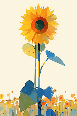 JPG 일러스트 자연 해바라기 초원 사람없음 노란색 가을 분위기 국내일러스트 AI일러스트 AI콘텐츠 계절 꽃 컬러 컨셉 생태계 파일형식