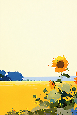 JPG 일러스트 자연 해바라기 초원 사람없음 노란색 가을 분위기 국내일러스트 AI일러스트 AI콘텐츠 계절 꽃 컬러 컨셉 생태계 파일형식