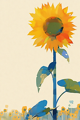 JPG 일러스트 자연 해바라기 초원 사람없음 노란색 가을 분위기 국내일러스트 AI일러스트 AI콘텐츠 계절 꽃 컬러 컨셉 생태계 파일형식