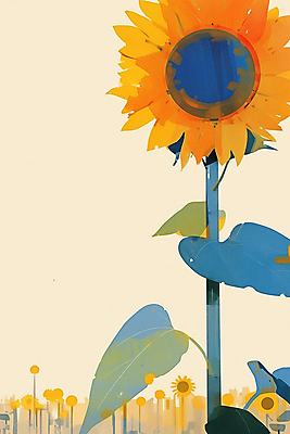 JPG 일러스트 자연 해바라기 초원 사람없음 노란색 가을 분위기 국내일러스트 AI일러스트 AI콘텐츠 계절 꽃 컬러 컨셉 생태계 파일형식