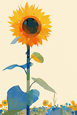 JPG 일러스트 자연 해바라기 초원 사람없음 노란색 가을 분위기 국내일러스트 AI일러스트 AI콘텐츠 계절 꽃 컬러 컨셉 생태계 파일형식