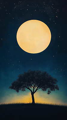 JPG 나무 편집이미지 낙엽 자연 밤하늘 풍경 사람없음 파란색 우주 고요 보름달 가을 야간 편집실사 자연요소 식물 계절 컬러 잎 하늘 달 CG 생태계 파일형식