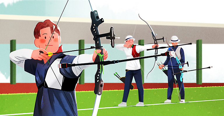 PSD 여자 남자 올림픽 일러스트 화살 들기 경기 성인 세명 운동 활 양궁 양궁선수 동호회 성인만 양궁장 국내일러스트 스포츠 스포츠시설 모션 운동선수 건강 사람 파일형식