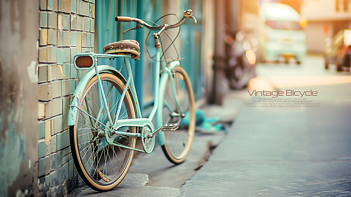 PSD 편집이미지 벽 거리 사람없음 파란색 자전거 빈티지 골목길 복고 이미지편집 편집실사 길 컬러 컨셉 바이크 CG 파일형식