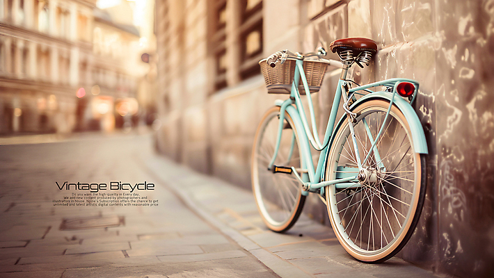 PSD 편집이미지 벽 거리 사람없음 파란색 자전거 빈티지 골목길 복고 이미지편집 편집실사 길 컬러 컨셉 바이크 CG 파일형식