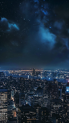 JPG 편집이미지 빌딩 사람없음 파란색 빛 도시 분위기 야간 별빛 편집실사 AI포토 AI콘텐츠 자연요소 별 컬러 컨셉 건물 CG 파일형식