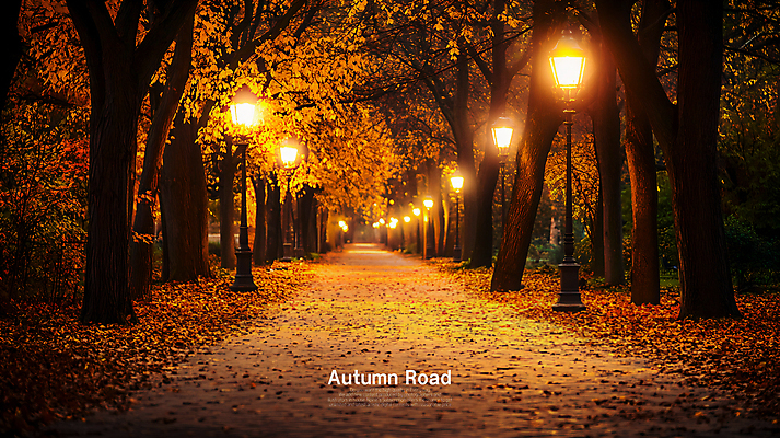 PSD 나무 편집이미지 공원 단풍 낙엽 가로등 단풍나무 전등 사람없음 가을 저녁 숲길 오후 이미지편집 편집실사 식물 계절 공공시설 길 잎 조명 야간 CG 파일형식