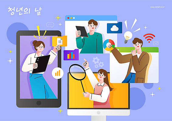 여자 남자 일러스트 돋보기 그래프 협력 아이디어 들기 여러명 청년 성인 스마트폰 청춘 태블릿 모니터 9월 파일 과제 인터넷창 성인만 청년의날 국내일러스트 AI파일 기념일 다수 컨셉 인터넷 모션 사람 전자제품 핸드폰 스마트기기 컴퓨터 날짜 파일형식 벡터