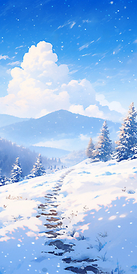 JPG 나무 구름 겨울 일러스트 자연 하늘 풍경 사람없음 눈 숲 겨울풍경 설산 산맥 국내일러스트 AI일러스트 AI콘텐츠 자연요소 식물 계절 날씨 산 생태계 파일형식