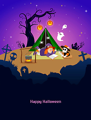 전신 나무 여자 어린이 엎드리기 일러스트 해골 텐트 한명 소녀 독서 보라색 캠핑 할로윈 무덤 수프 유령 마녀 잭오랜턴 소녀한명만 국내일러스트 AI파일 식물 1 컬러 모션 레저 뼈 캠핑도구 사람 여자한명만 소녀만 파일형식 벡터