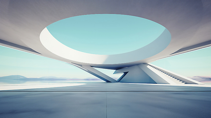 JPG 편집이미지 건축물 현대건축 하늘색 하늘 그림자 사람없음 햇빛 공간 편집실사 AI포토 AI콘텐츠 건축 파란색 태양 CG 파일형식