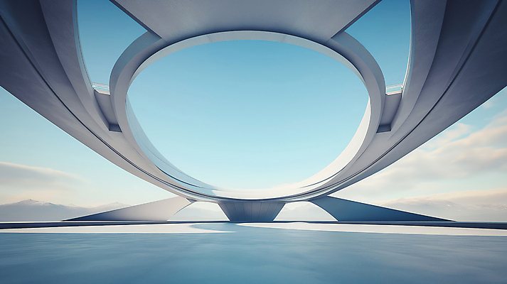 JPG 편집이미지 건축물 현대건축 하늘색 하늘 그림자 사람없음 공간 편집실사 AI포토 AI콘텐츠 건축 파란색 CG 파일형식