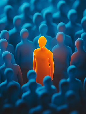 JPG 편집이미지 여자 남자 여러명 성인 파란색 빛 주황색 어둠 군중 고립 주목 성인만 강조 편집실사 AI컴퓨터그래픽 AI콘텐츠 컬러 다수 사람 CG 파일형식